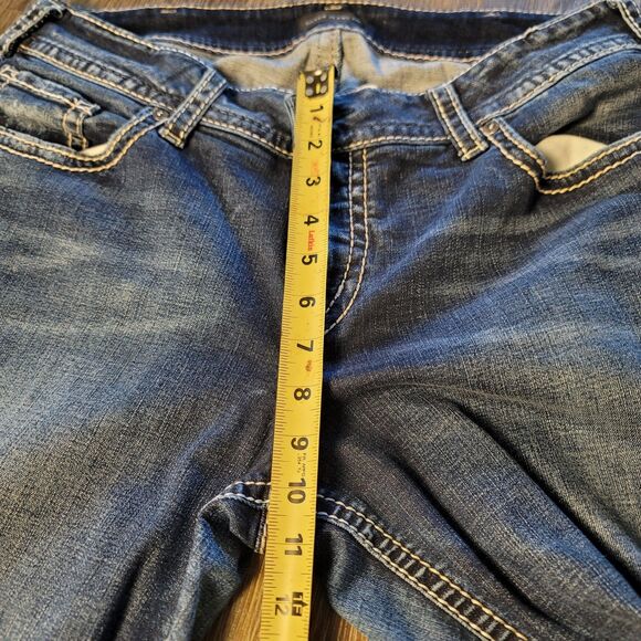 Silver Jeans Suki Blue Denim Straight Leg Mid Rise Jeans Sz 16 - Picture 6 of 8